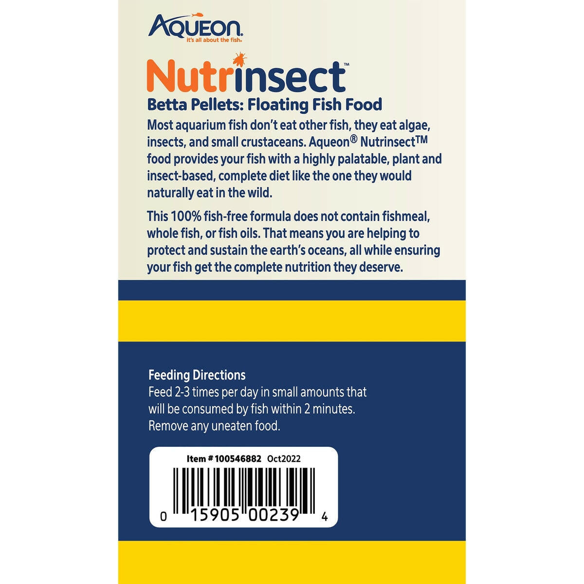 Aqueon Nutrinsect FishFree Fish Food Betta Pellets.