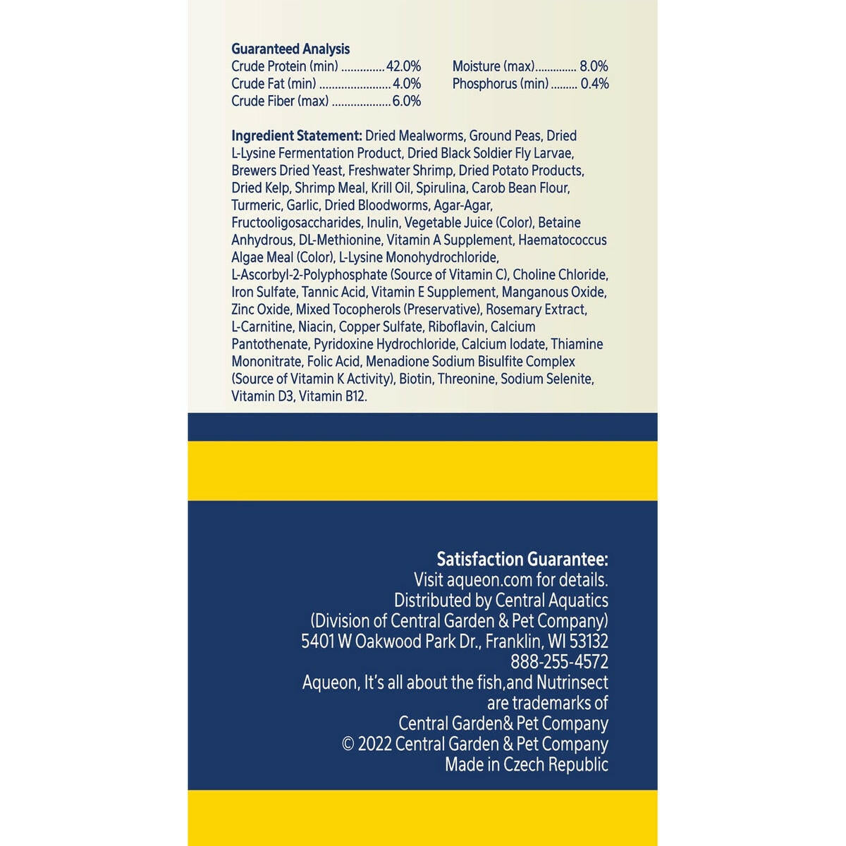 Aqueon Nutrinsect FishFree Fish Food Tropical Flakes.