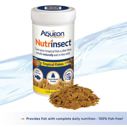 Aqueon Nutrinsect FishFree Fish Food Tropical Flakes.