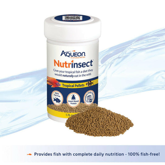 Aqueon Nutrinsect FishFree Fish Food Tropical Pellets.