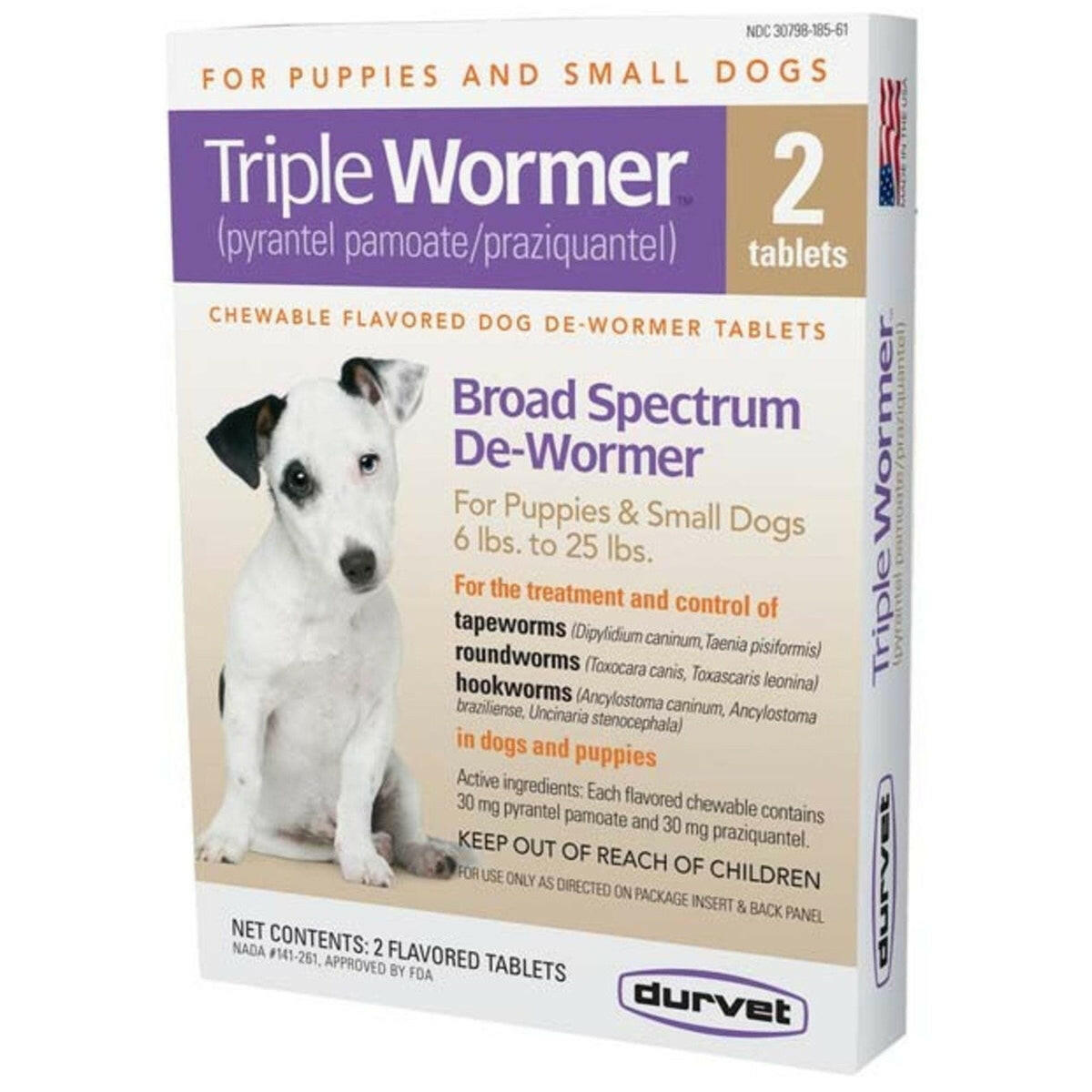 Durvet Triple Wormer Chewable Tablets for Small Dogs and Puppies Durvet