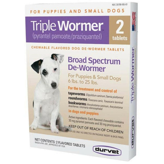 Durvet Triple Wormer Chewable Tablets for Small Dogs and Puppies Durvet