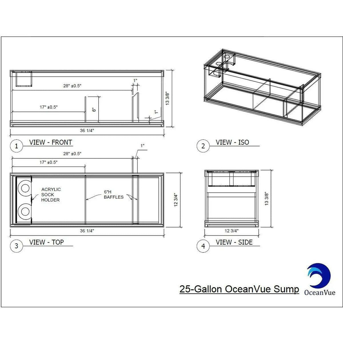 OceanVue ECO 36" Glass Sump OceanVue