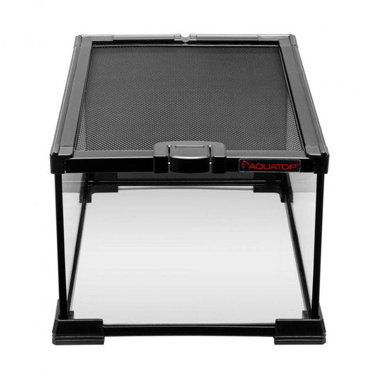 TERRATOP 2.5-Gallon Rectangular Terrarium with Mesh Top – Durable Glass Habitat for Reptiles RT-2.5 Aquatop