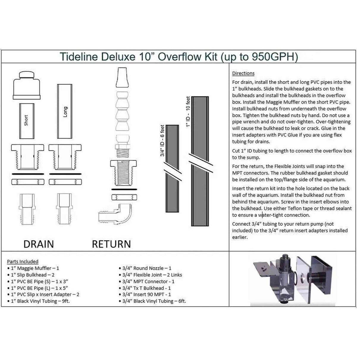 Tideline Deluxe 10" Overflow Kit Tideline