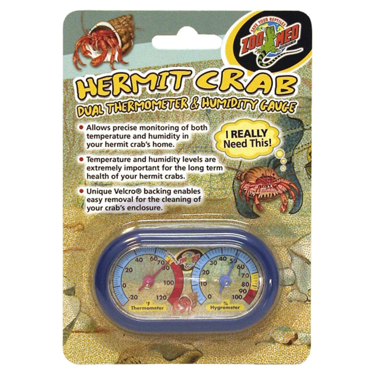 Zoo Med Hermit Crab Dual Thermometer & Humidity Gauge ZooMed