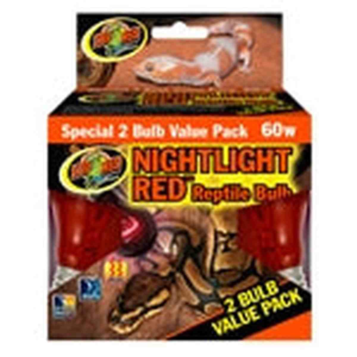 ZooMed Nightlight Red Reptile Bulb Value Pack 2 Pack 60 Watt ZooMed
