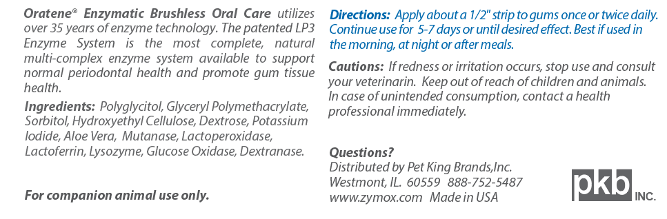 Zymox Oratene Enzymatic Brushless Oral Gel.