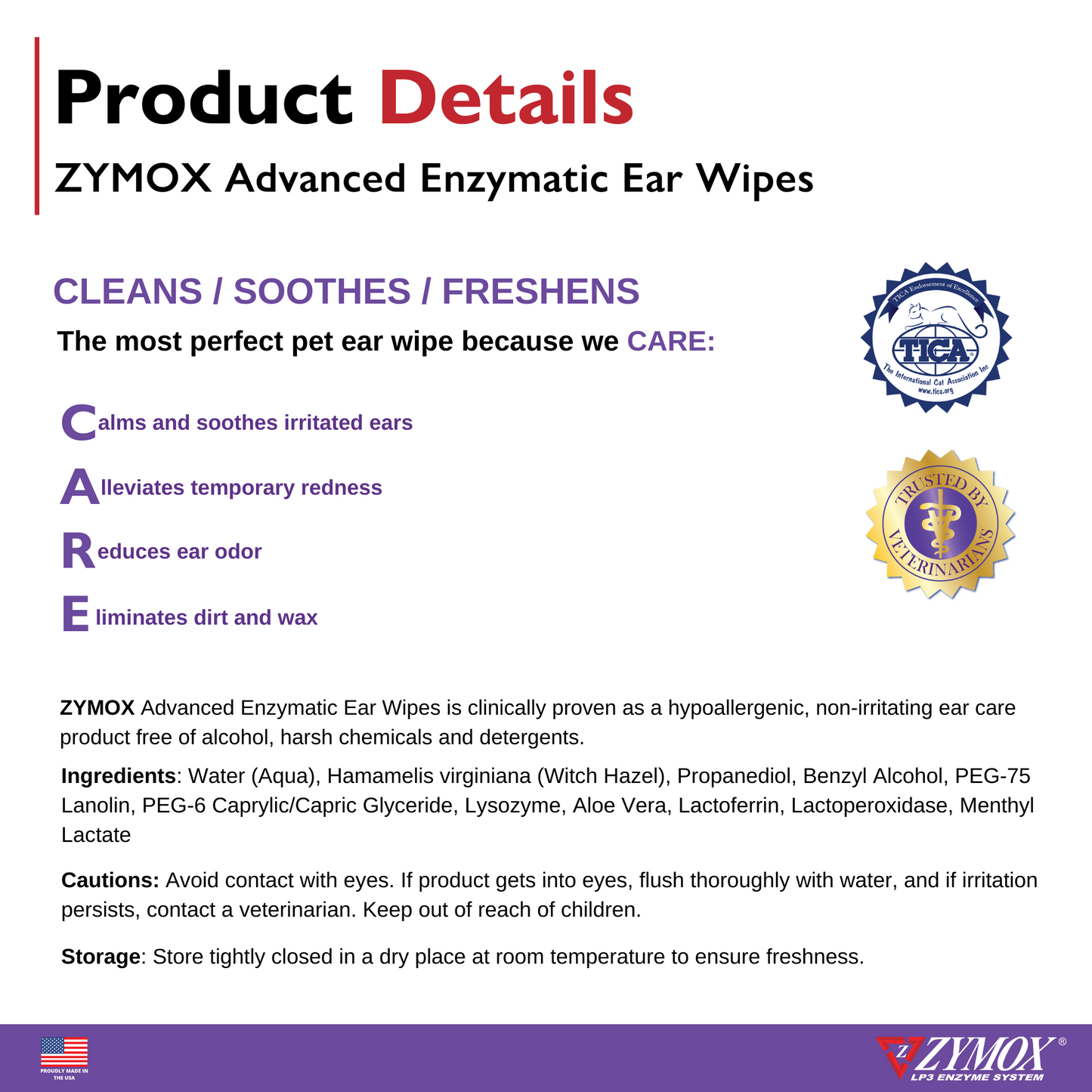 ZYMOX Advanced Enzymatic Ear Wipes ZYMOX