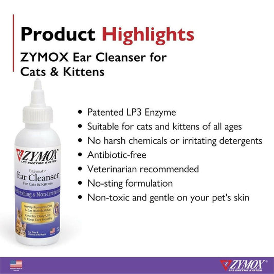 Zymox Enzymatic Ear Cleanser for Cats & Kittens.