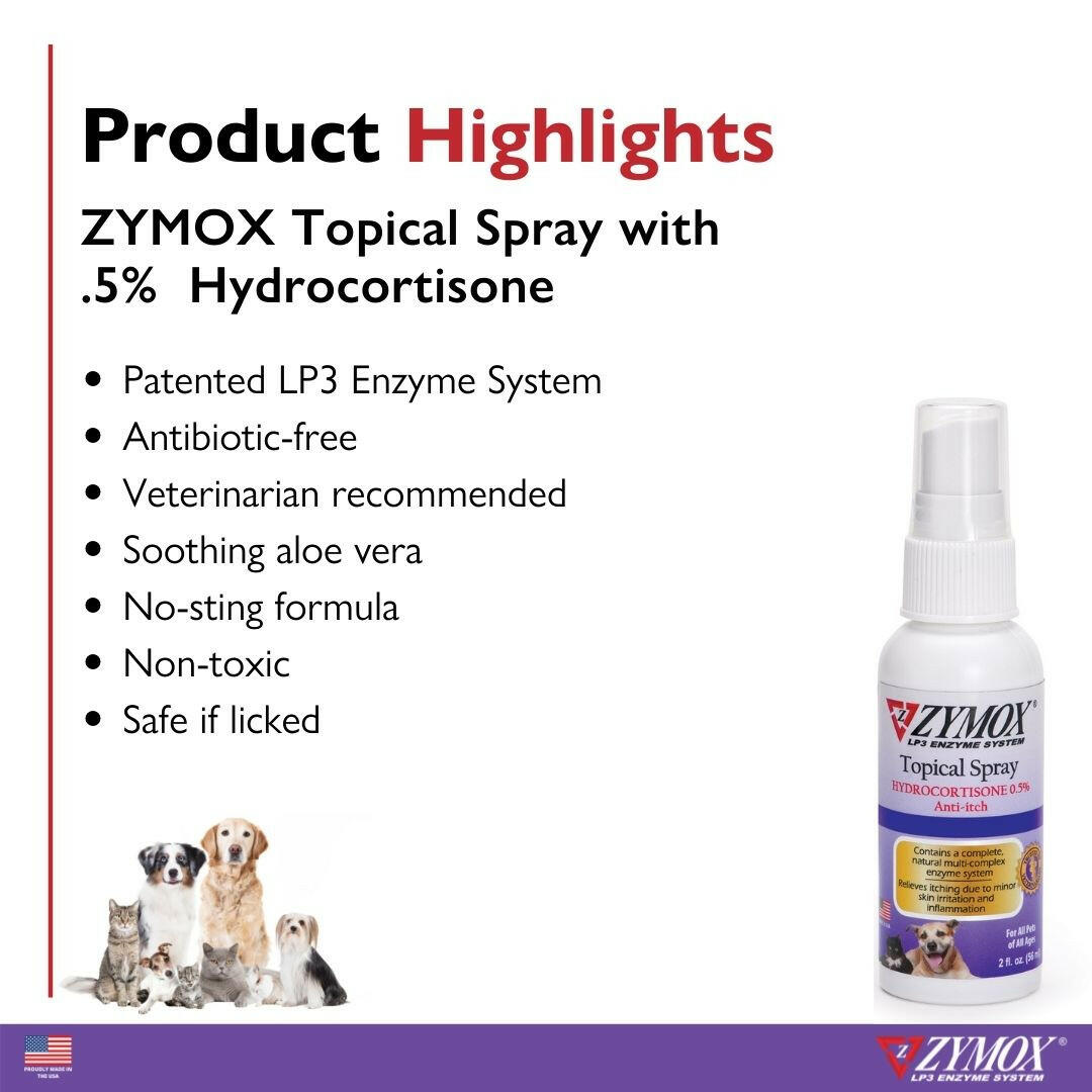 Zymox Topical Spray 0.5% Hydrocortisone.