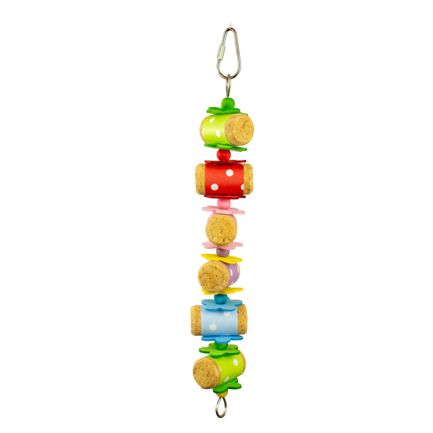 A & E Cages Happy Beaks Rainbow Rollers Cork Bird Toy - 1ea