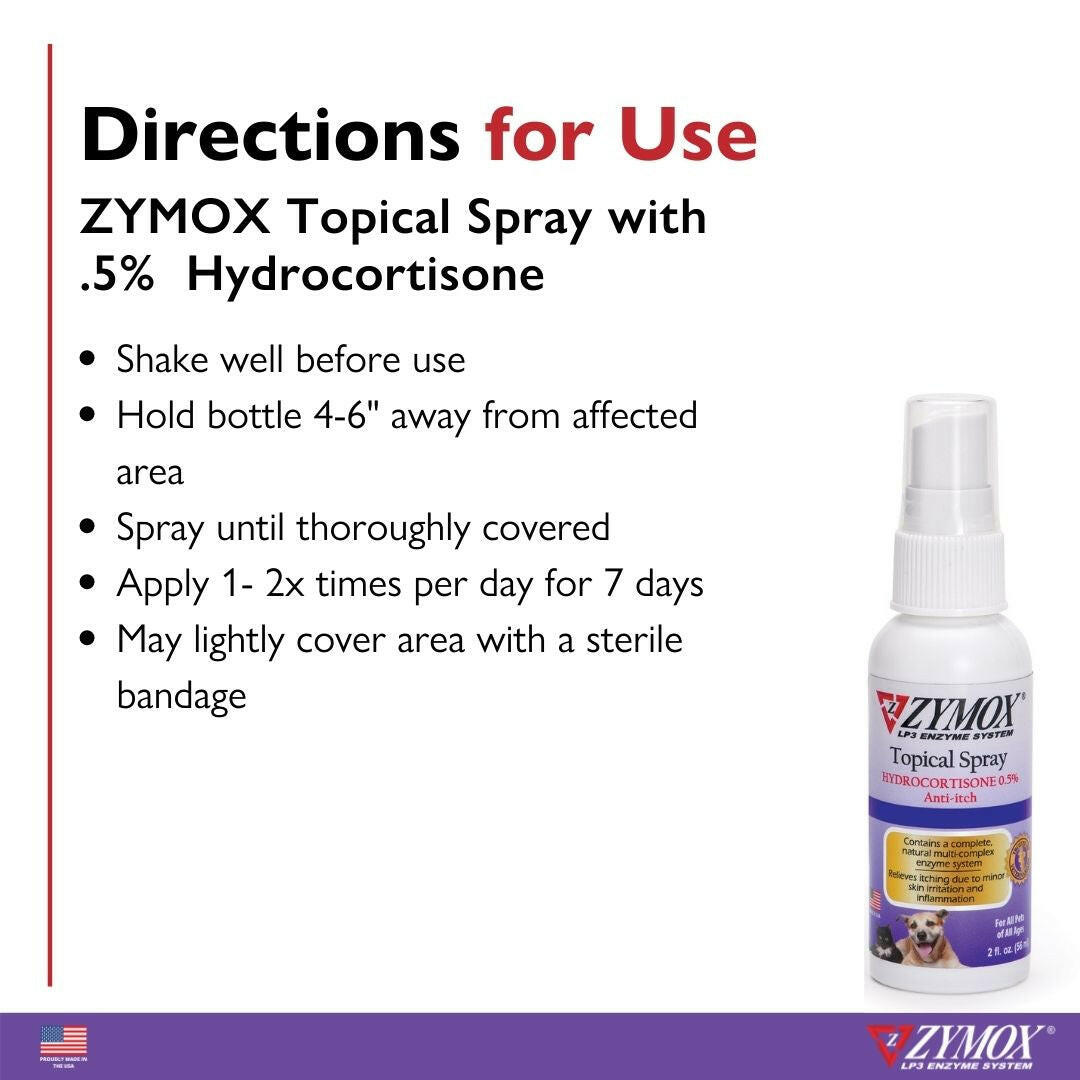 Zymox Topical Spray 0.5% Hydrocortisone.