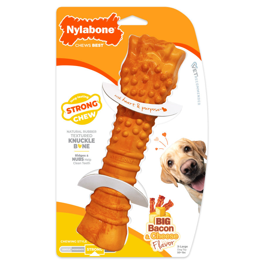 Nylabone Strong Chew Textured Knuckle Bone Dog Chew Toy 70th Birthday Orange Swirl