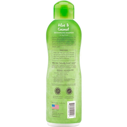 TropiClean Aloe & Coconut Deodorizing Shampoo for Pets.