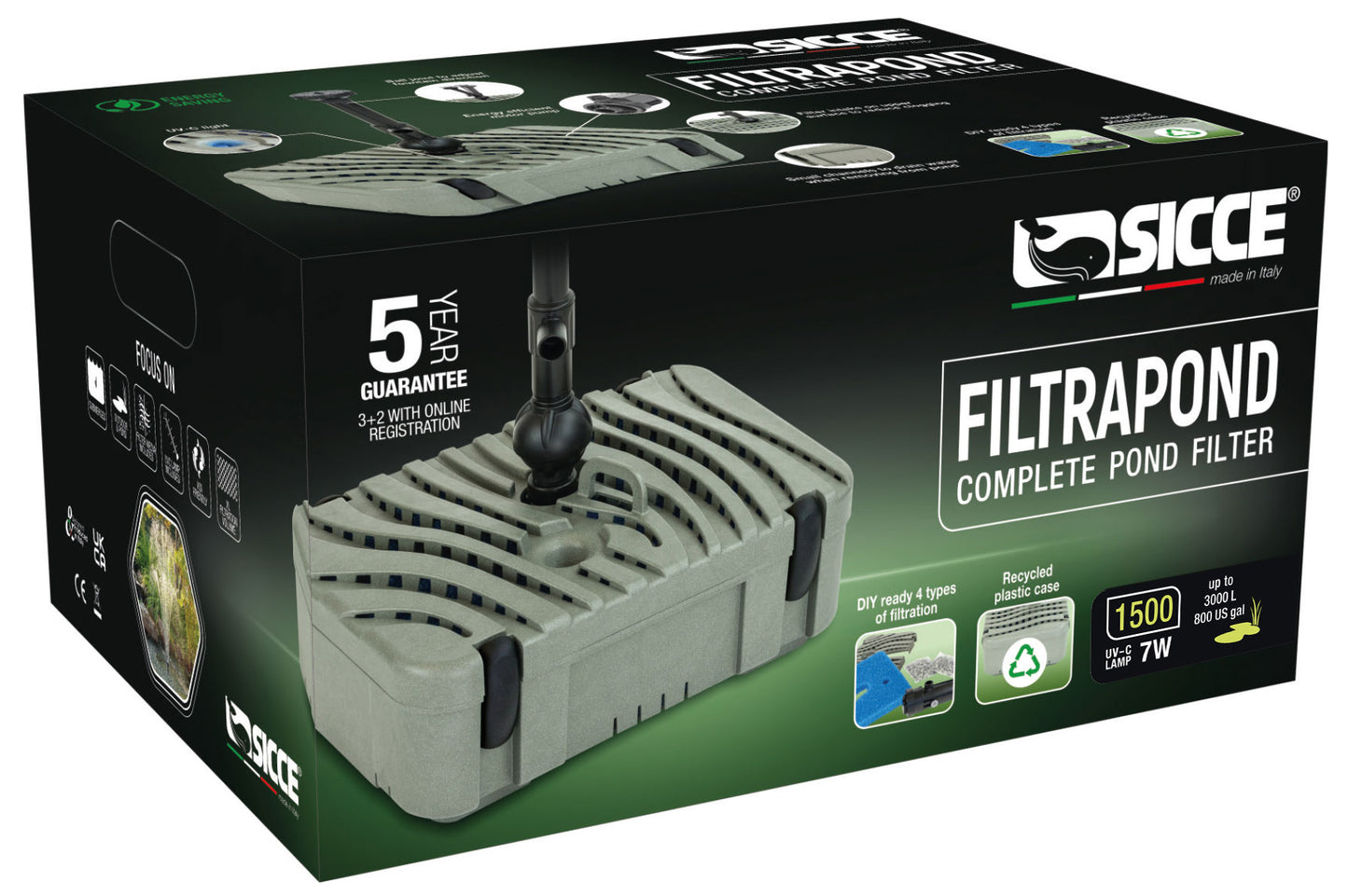 Sicce FILTRAPOND 1500 - 400 gph - 7w UV-C