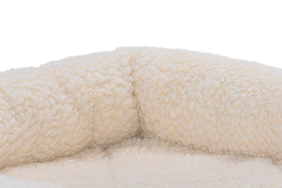 Fur Haven Pet Products Faux Lambswool Pet Crate Bolster Bed - Cream.