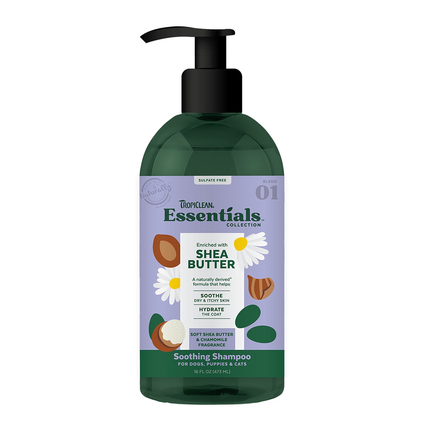 TropiClean Essentials Shea Butter Shampoo for Dogs, Puppies and Cats - 1ea/16 oz