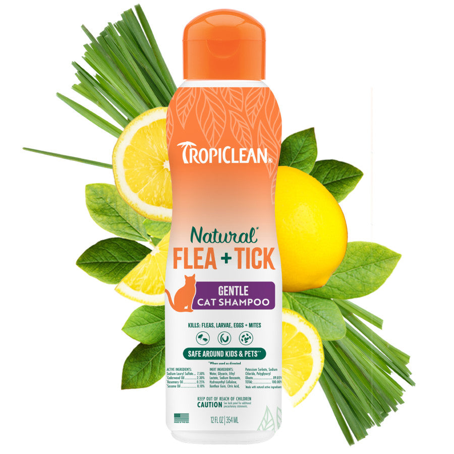 TropiClean Natural Flea + Tick Cat Shampoo
