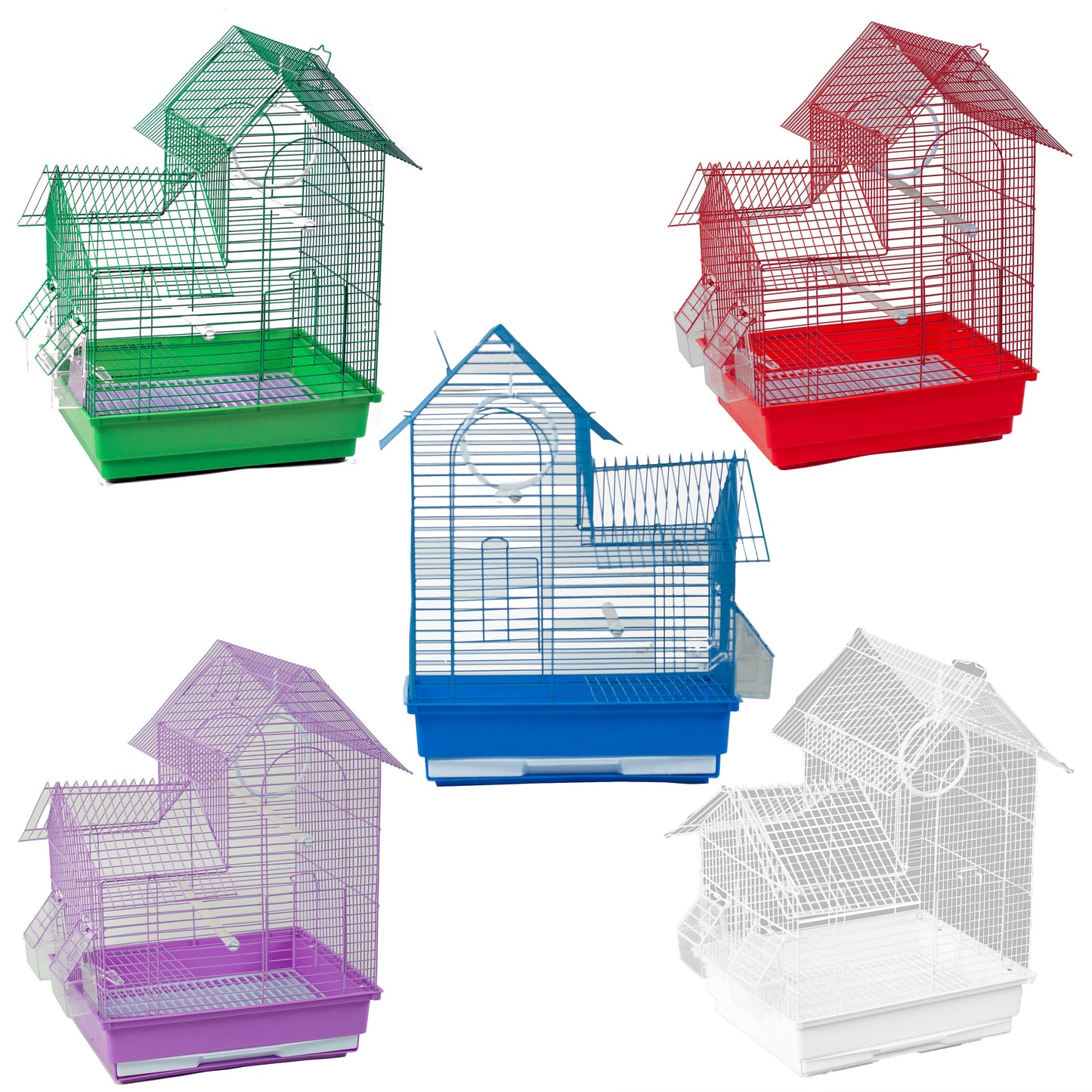A & E Cages Happy Beaks House Top Bird Cage - Assorted, 6ea/14In X 11In X 18 in, 6 pk