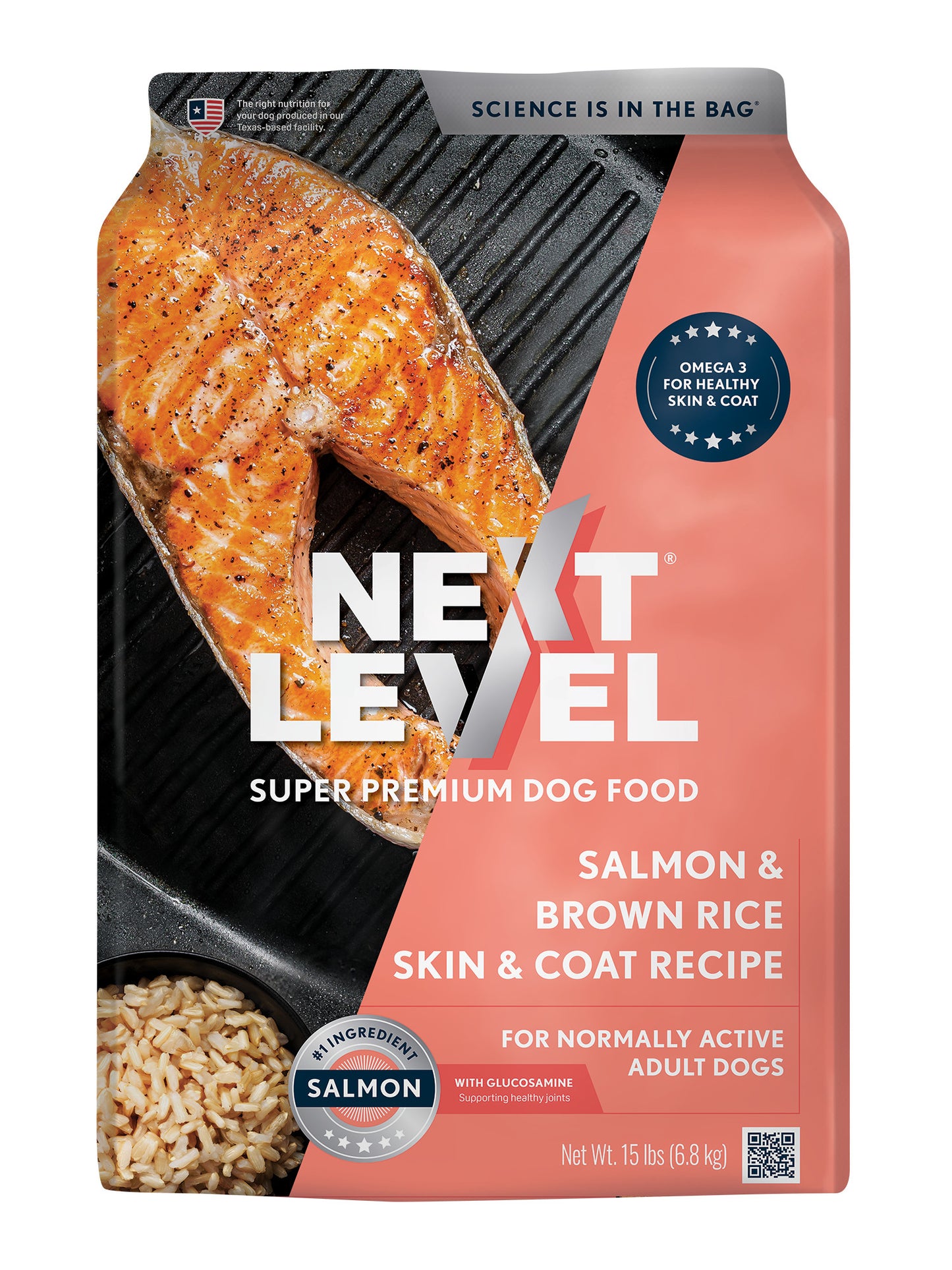 Next Level Salmon and Brown Rice Skin and Coat Recipe Adult Dry Dog Food