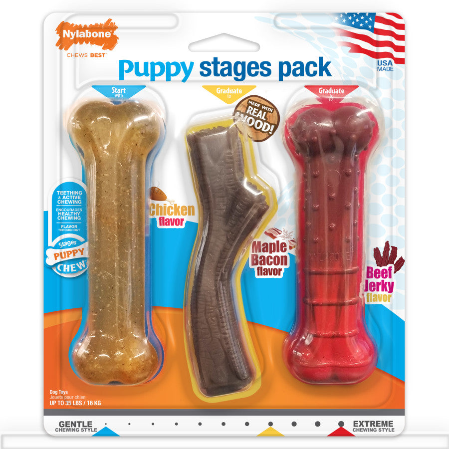 Nylabone Puppy Chew Stages Chew Toy Pack