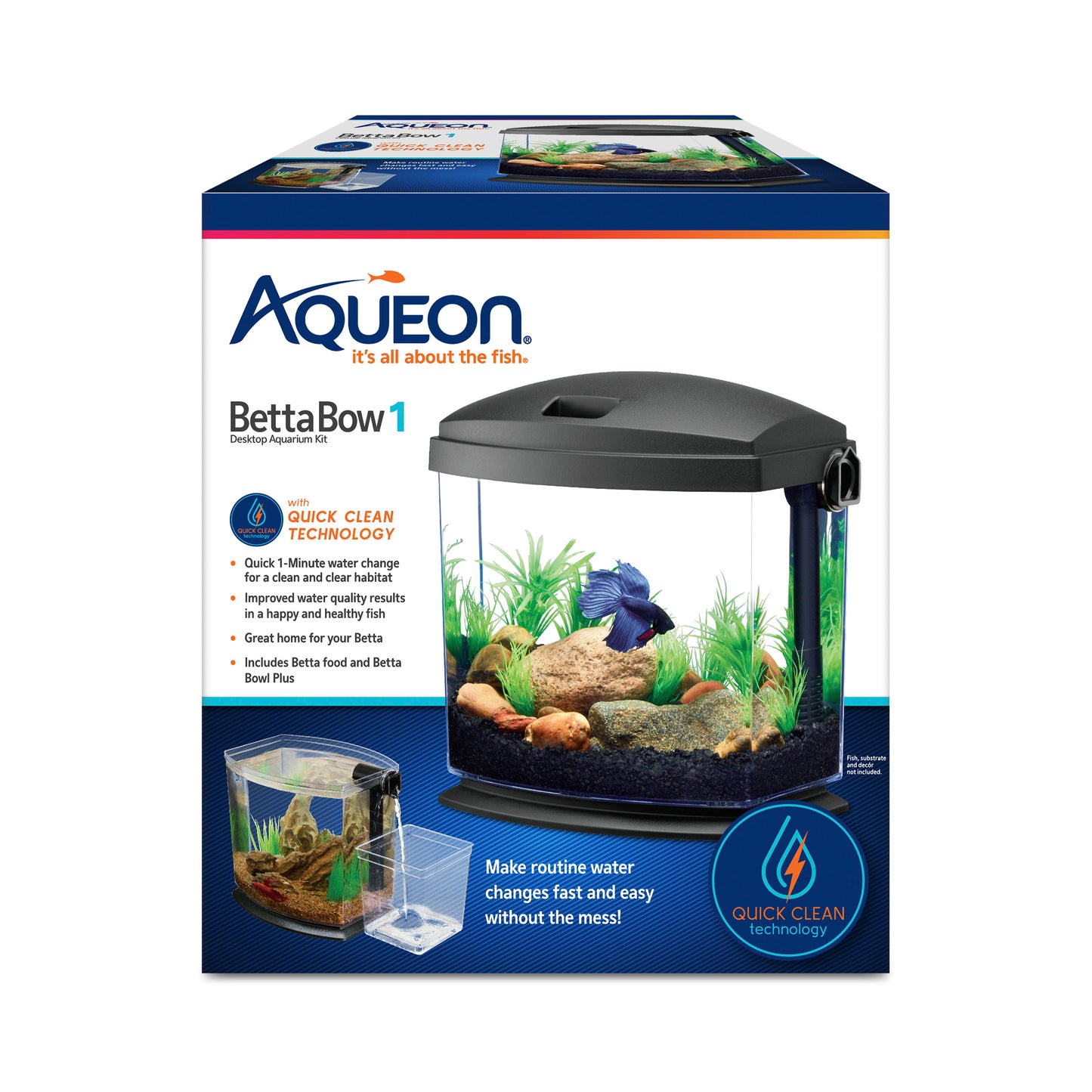 Aqueon BettaBow with Quick Clean Technology Aquarium Kit - Black, Black, 1ea/1 gal