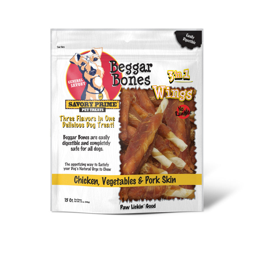 Savory Prime Beggar Bone 3in1 Wings Dog Treat