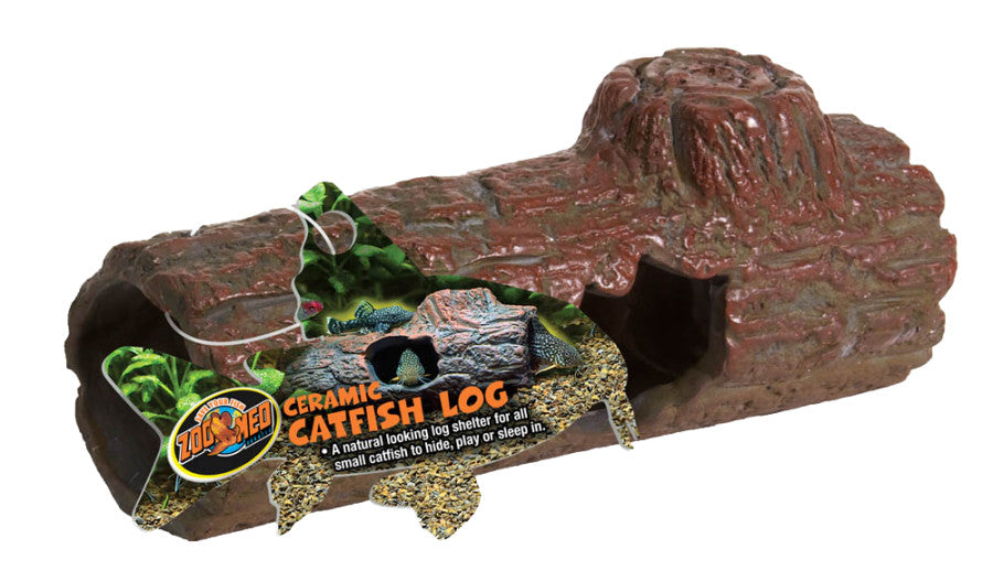 Zoo Med Ceramic Catfish Log Aquarium Ornament