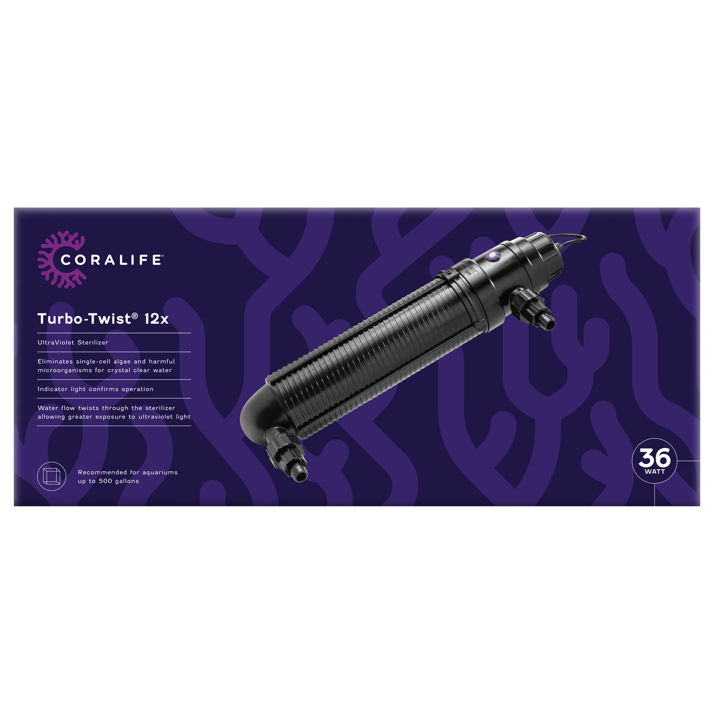 Coralife Turbo-Twist UV Sterilizer - 1ea/12X, 36 W, Up To 500 gal