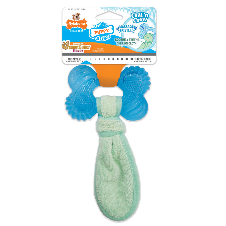 Nylabone Puppy Chew 2-in-1 Teething Freezer Bone Cloth Chew Toy
