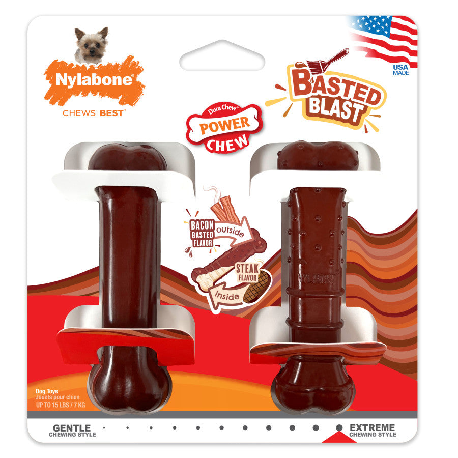 Nylabone Power Chew Basted Blast Original & Textured Bone Dog Chew Toys
