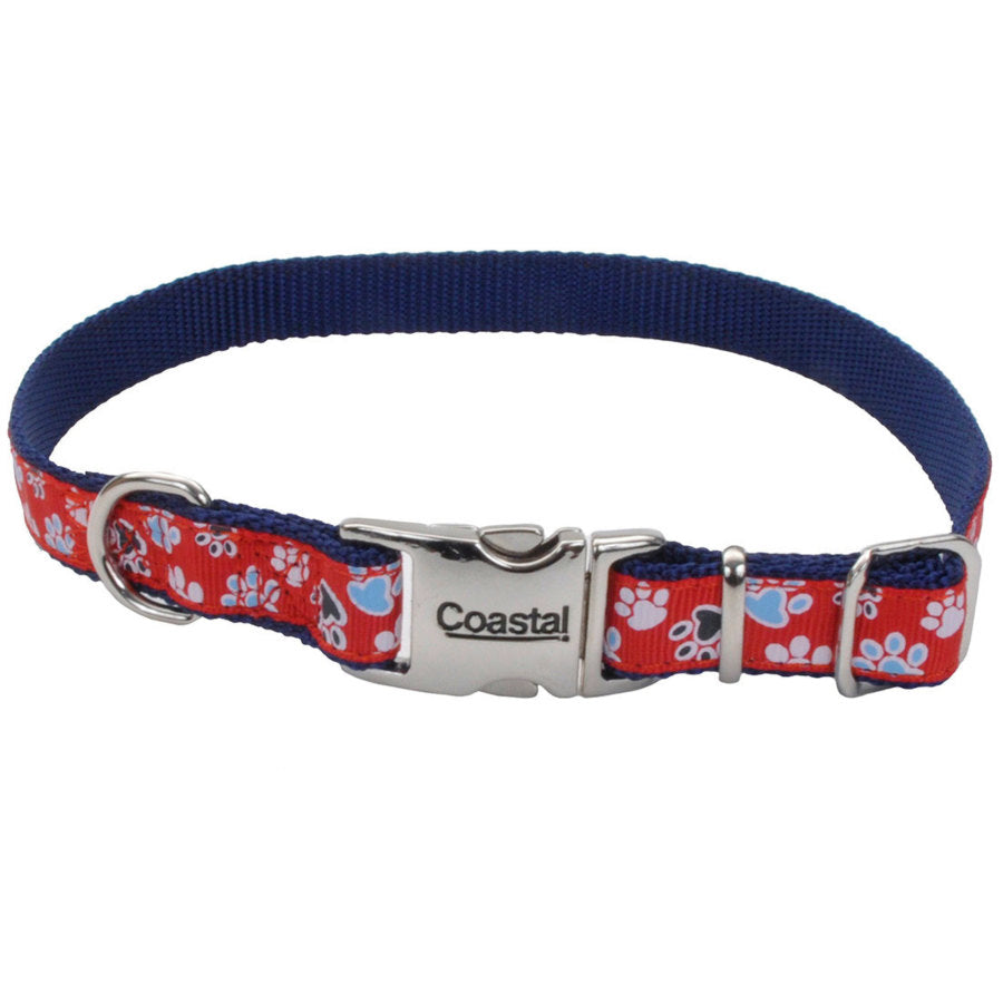 Ribbon Adjustable Nylon Dog Collar with Metal Buckle