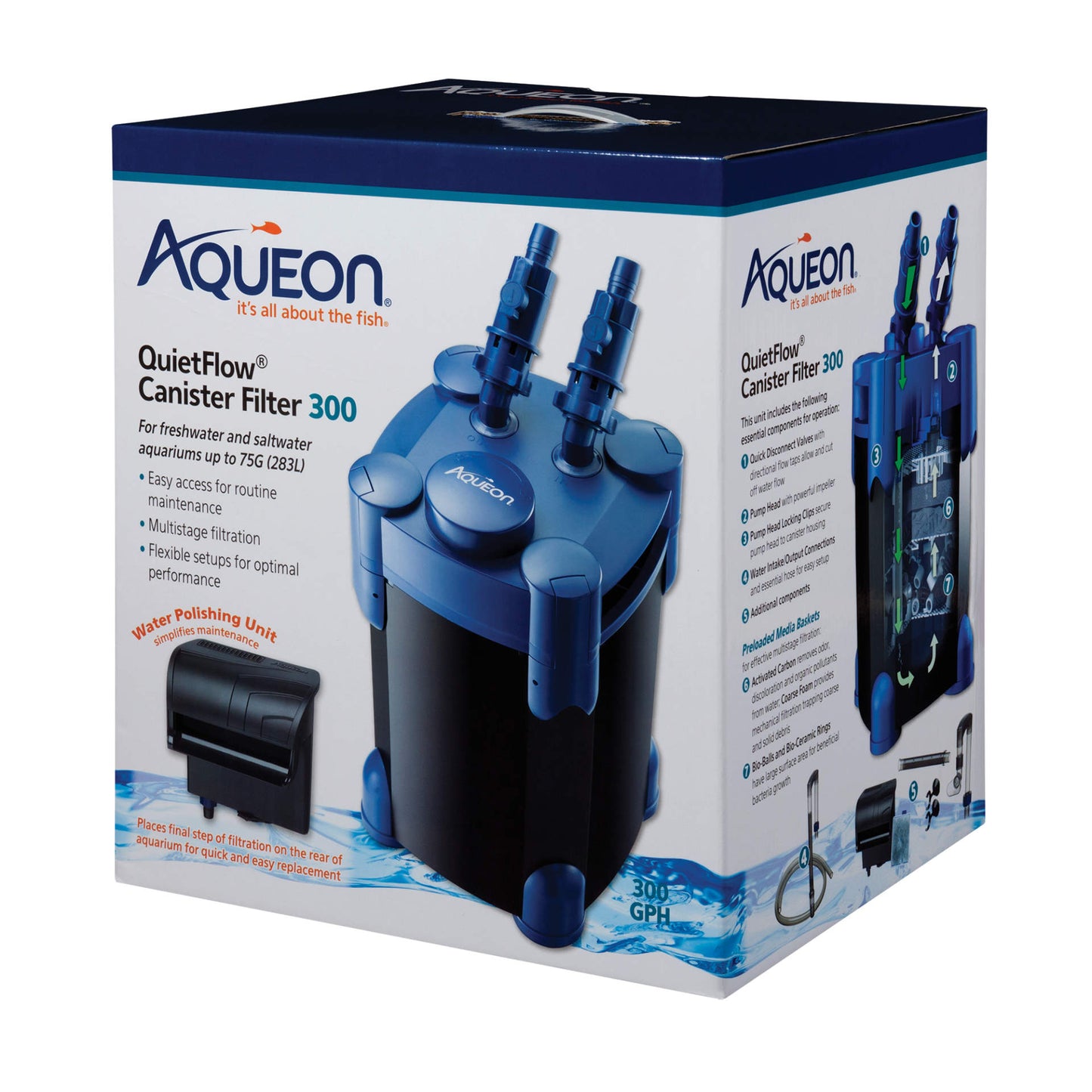 Aqueon QuietFlow Canister Aquarium Filter - 1ea/Up To 75 gal