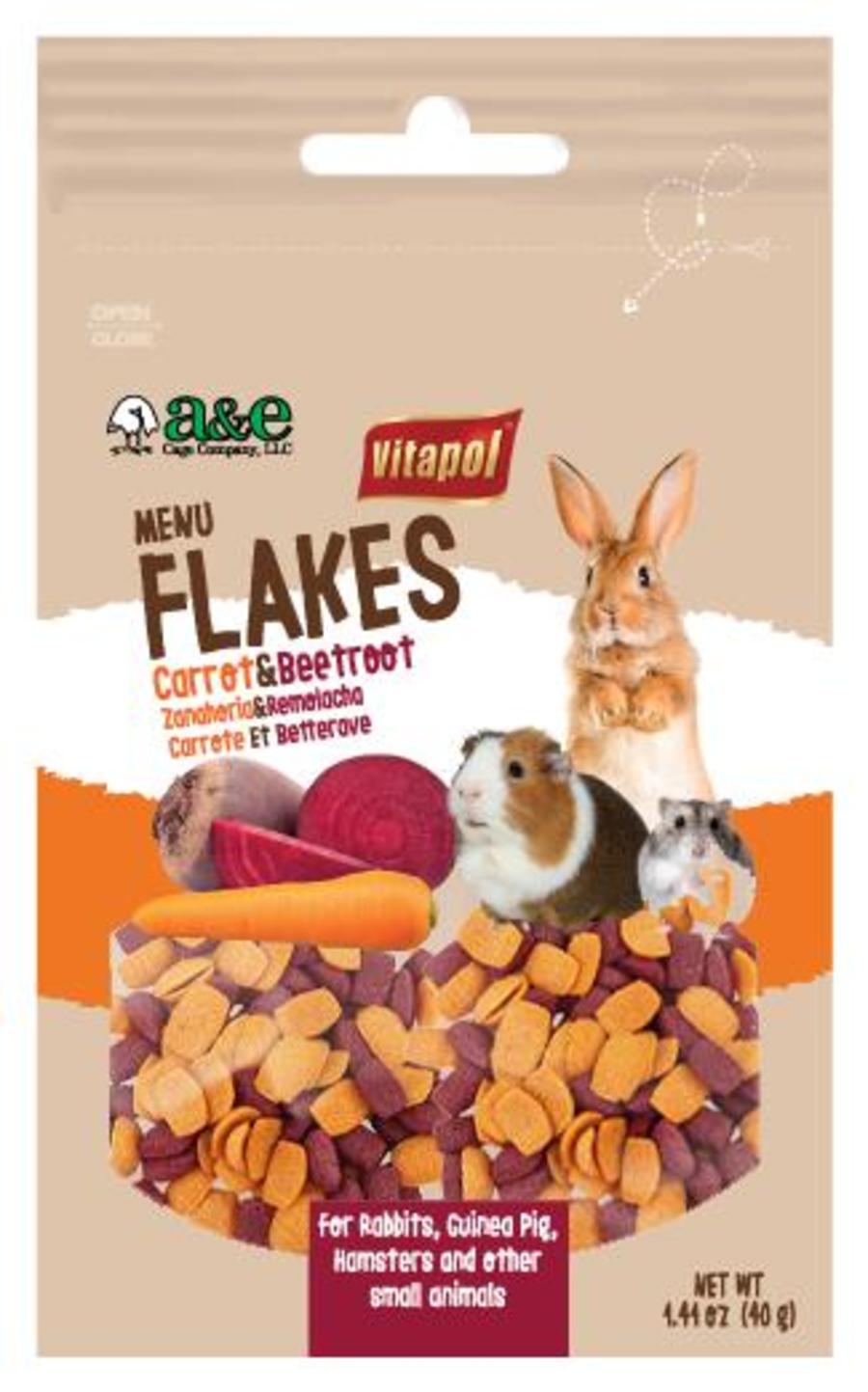A & E Cages Vitapol Menu Flakes Carrot & Beetroot Small Animal Treats