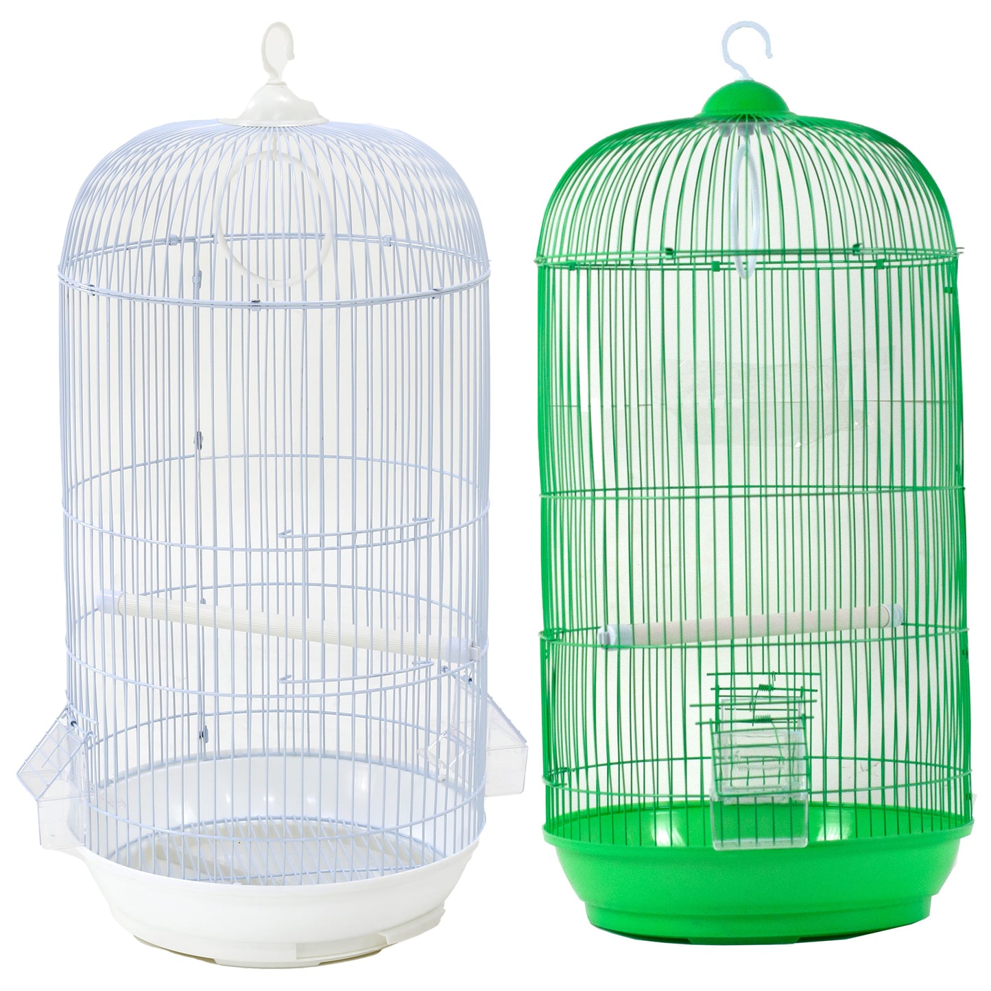 A & E Cages Happy Beaks Round Bird Cage - White & Green, 4ea/13In X 27.5 in, 4 pk