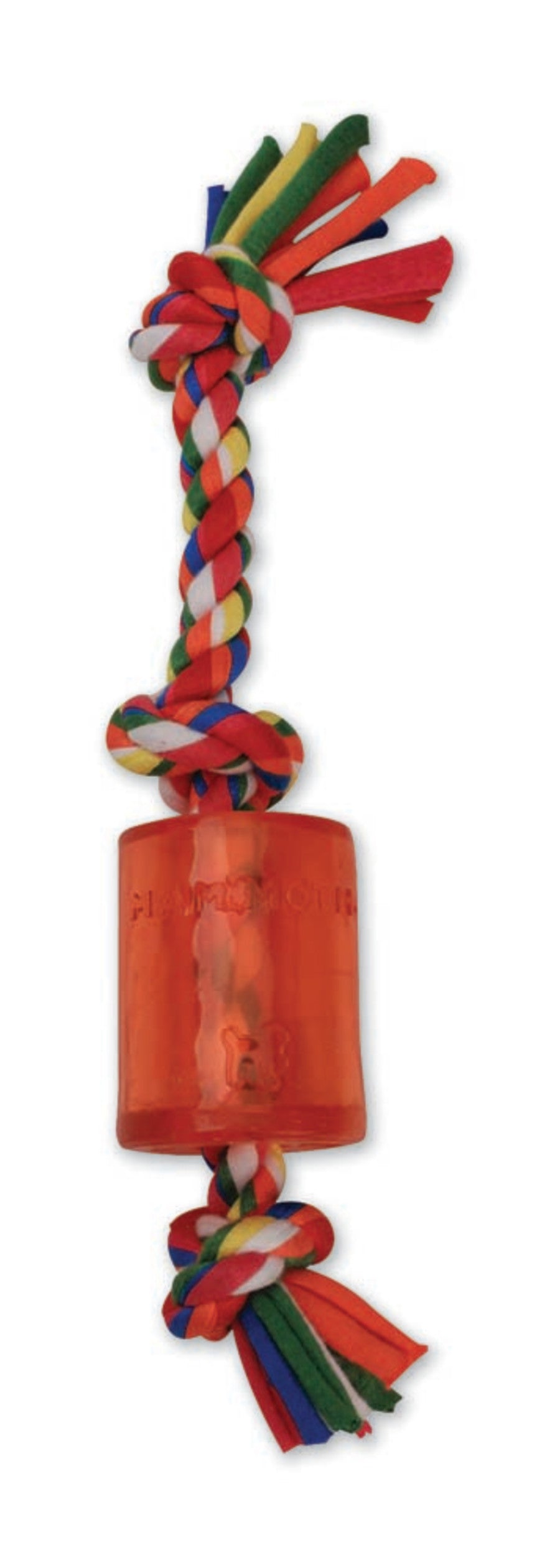 Mammoth Pet Products Cloth Rope Dog Toy 3 Knot Tug with TPR Squeaker