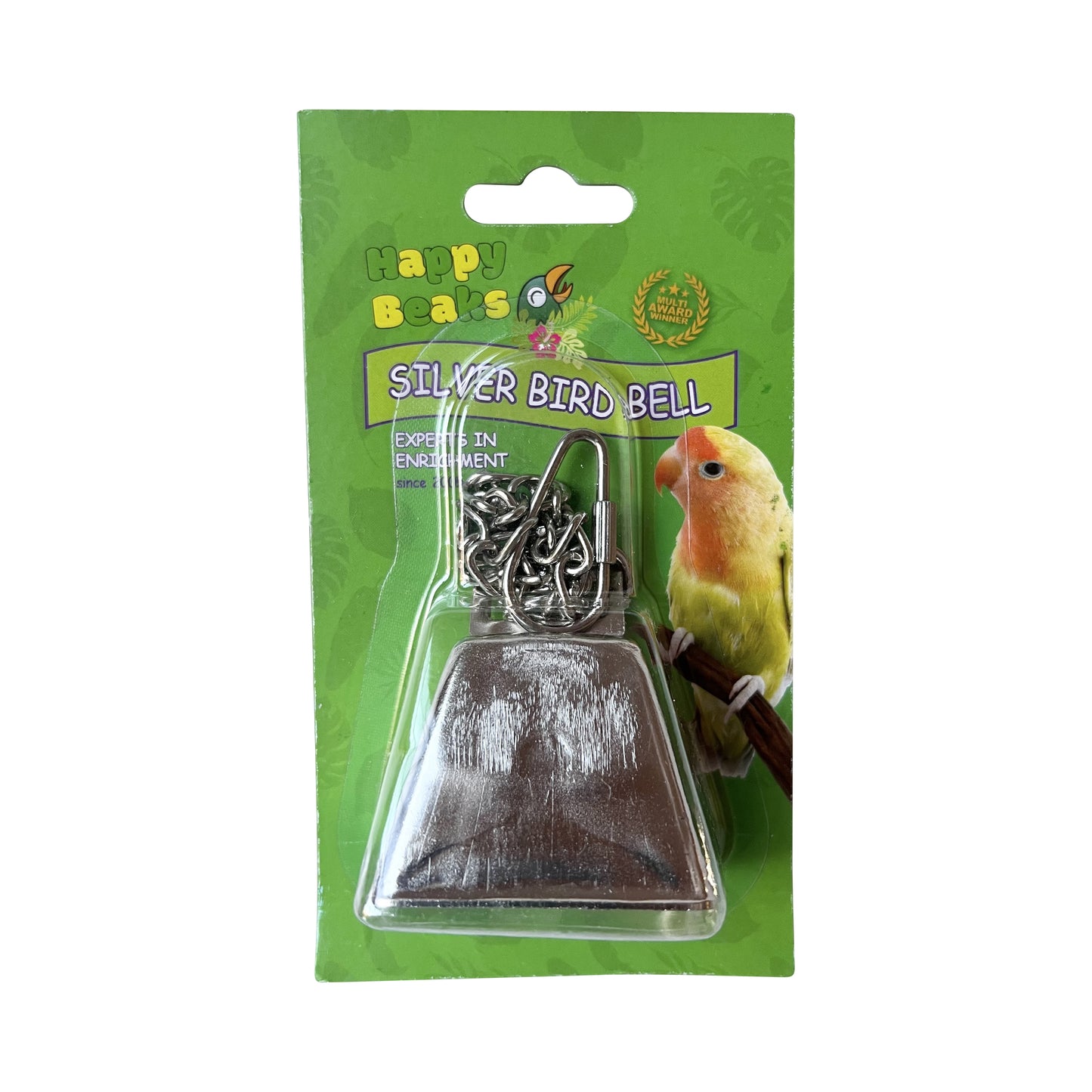 A & E Cages Happy Beaks Silver Bird Bell on Chain Bird Toy - 1ea/LG