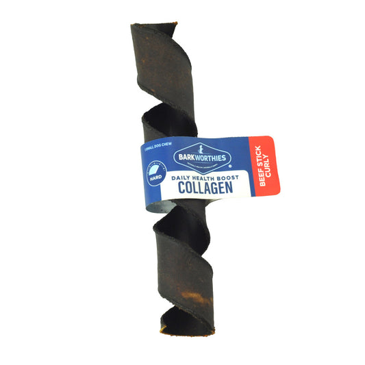 Barkworthies Collagen Beef Stick Curly Dog Treat