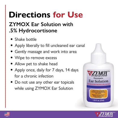 Zymox Ear Solution with .5% hydrocortisone ZYMOX