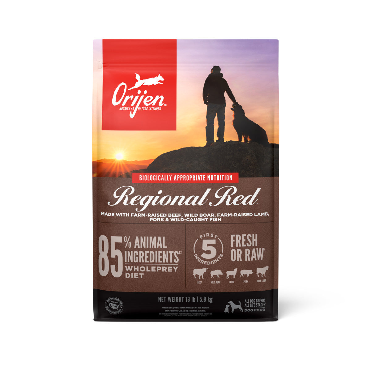 Orijen Regional Red Grain and Poultry Free Fresh or Raw Dry Dog Food