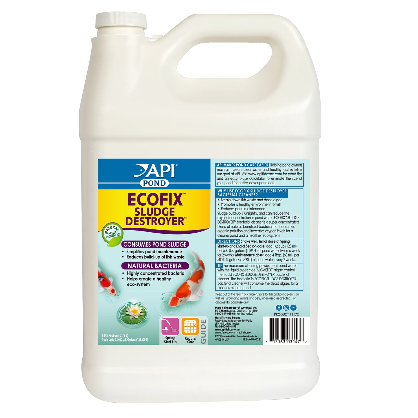 API Pond EcoFix Sludge Destroyer – 16 oz, 64 oz, 1 Gallon API Fishcare API