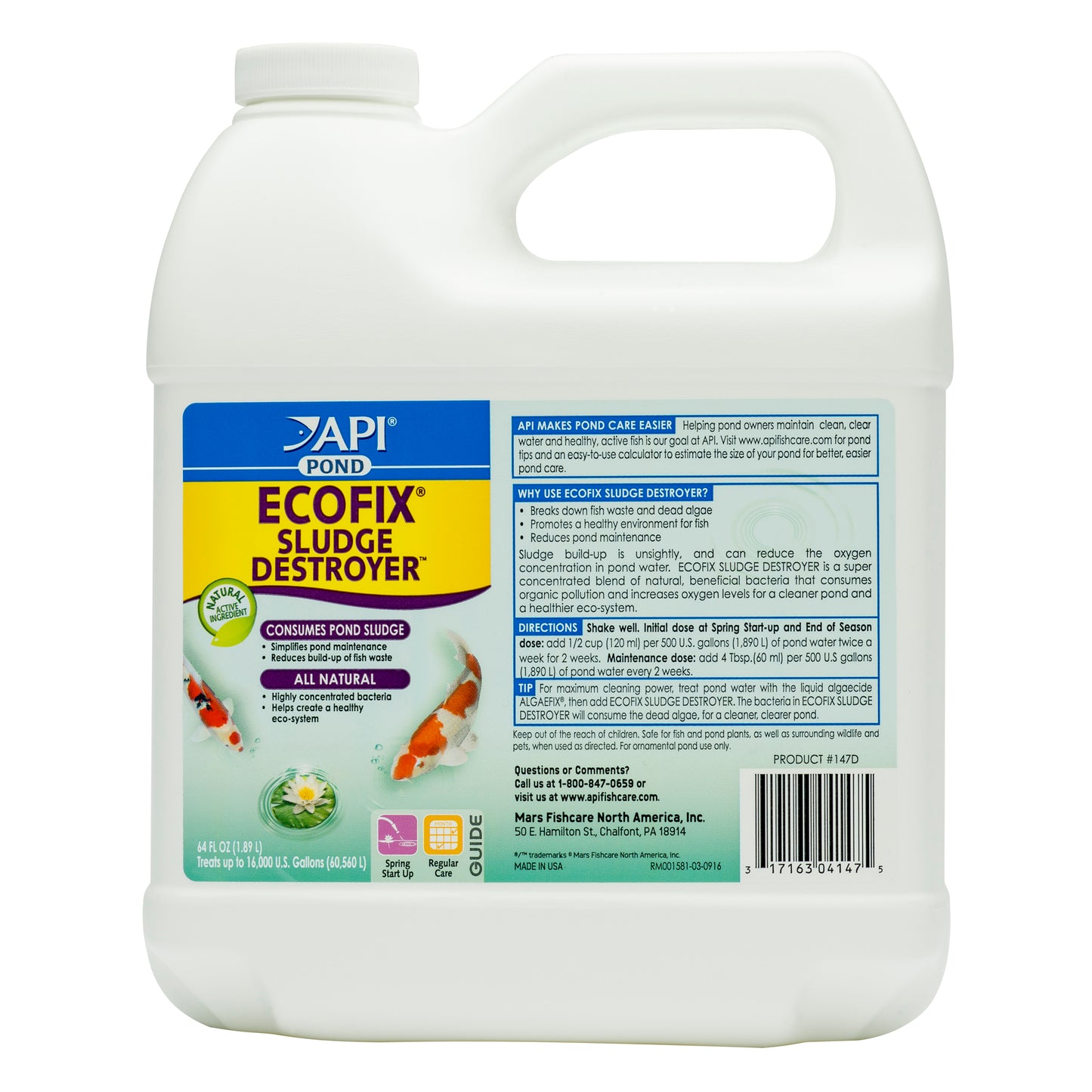 API Pond EcoFix Sludge Destroyer – 16 oz, 64 oz, 1 Gallon API Fishcare API