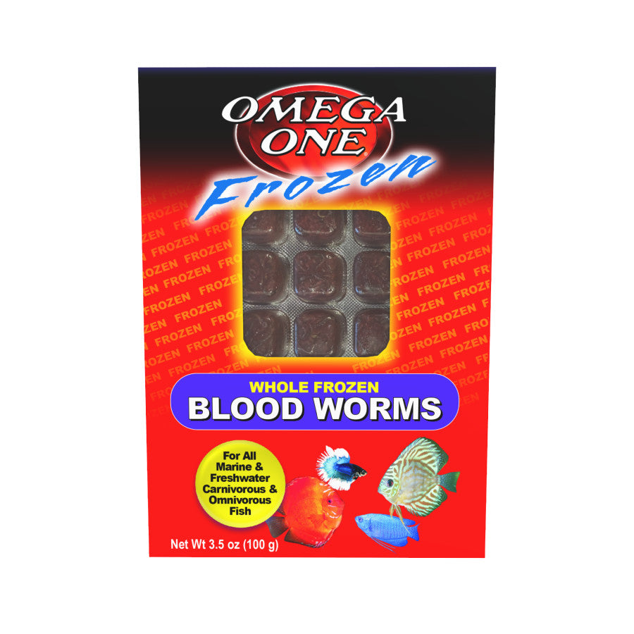 Omega One Whole Frozen Bloodworm Cube Pack Fish Food