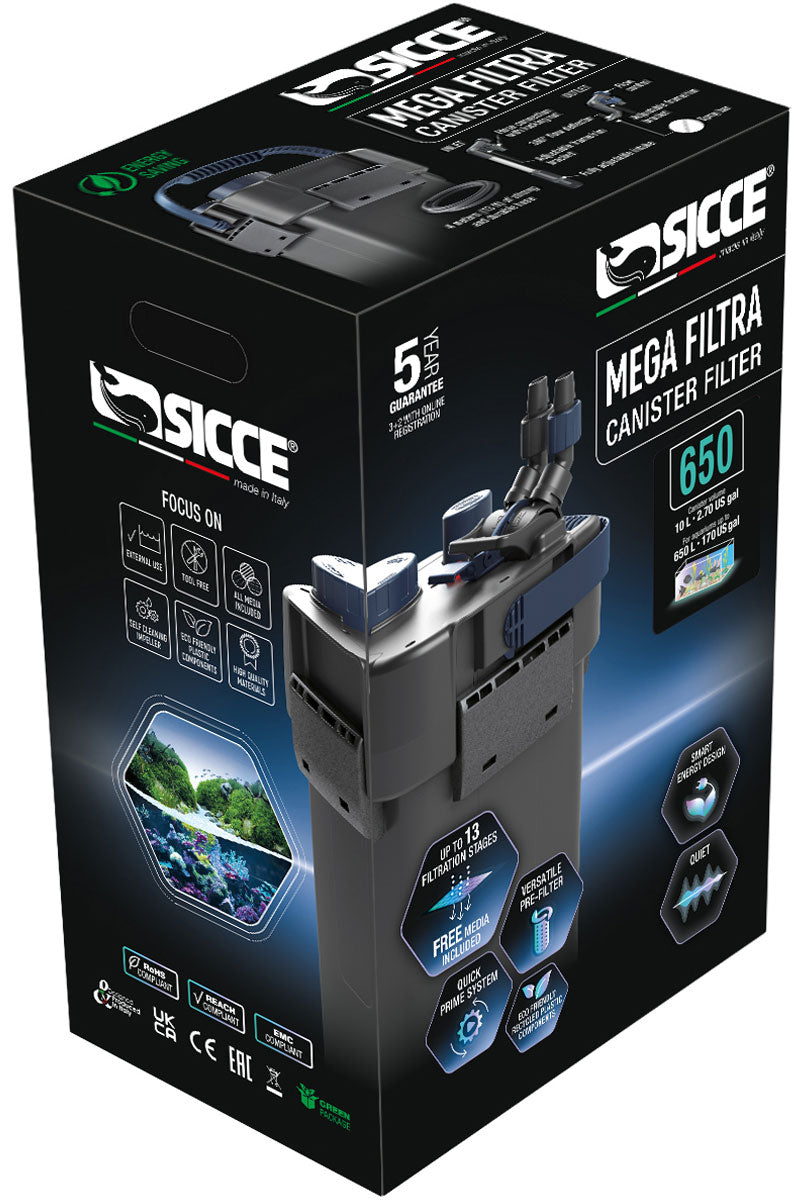 Sicce MEGA Filtra 650 Canister Filter.