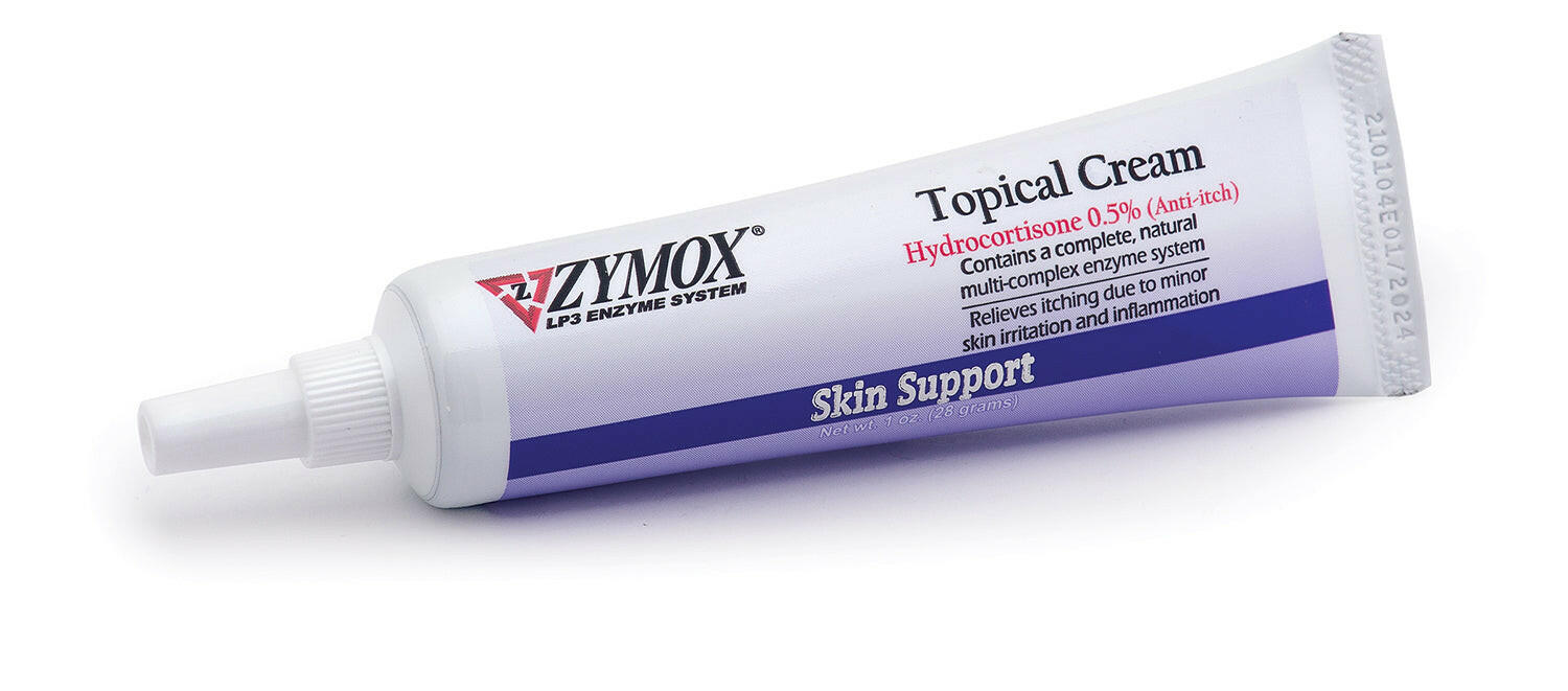 Zymox Topical Cream 0.5% Hydrocortisone Tube.