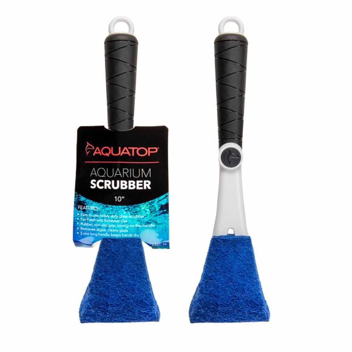 AQUATOP 10" Heavy-Duty Glass Aquarium Scrubber with Extra Long Handle, AASC-10