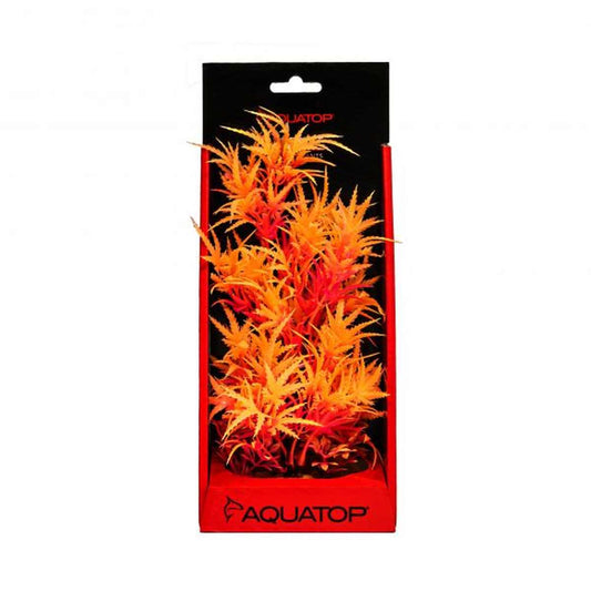 AQUATOP 10" Tangerine Cannabis Plastic Plant with Weighted Base for Aquariums, PD-FCT10