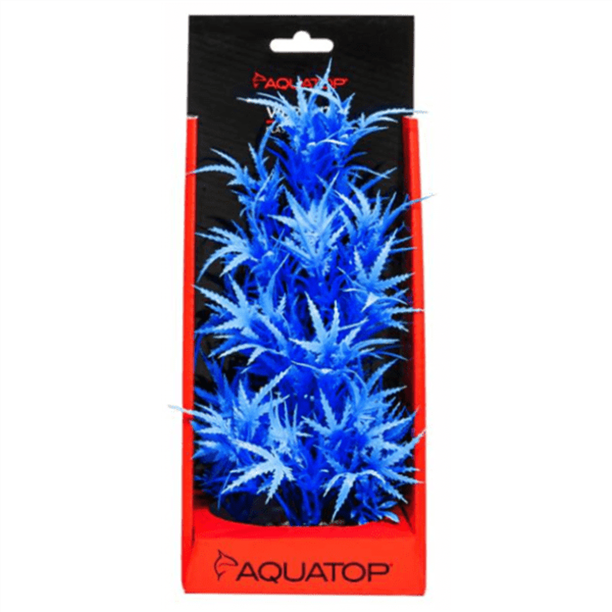 AQUATOP 10" Vibrant Blue Fluorescent Cannabis Plastic Plant with Weighted Base for Aquariums, PD-FCB10