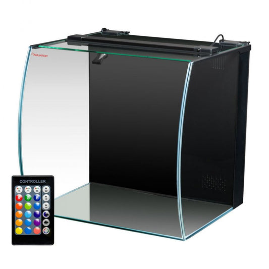 AQUATOP 13.5 Gallon Bow Front Glass Aquarium Kit with Filter and LED Lighting - All in One, BFK-13